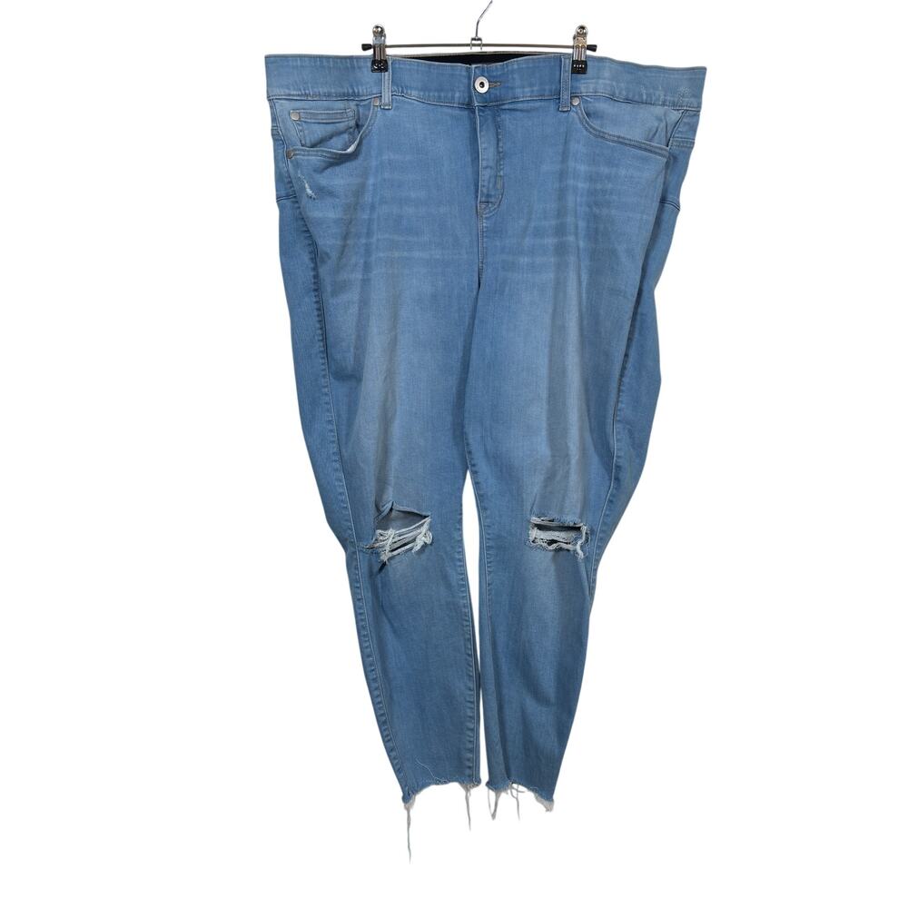 Torrid Bombshell Skinny Jeans Womens 26T Light Blue High Rise Distressed Raw Hem